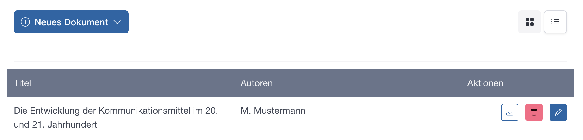Listenansicht