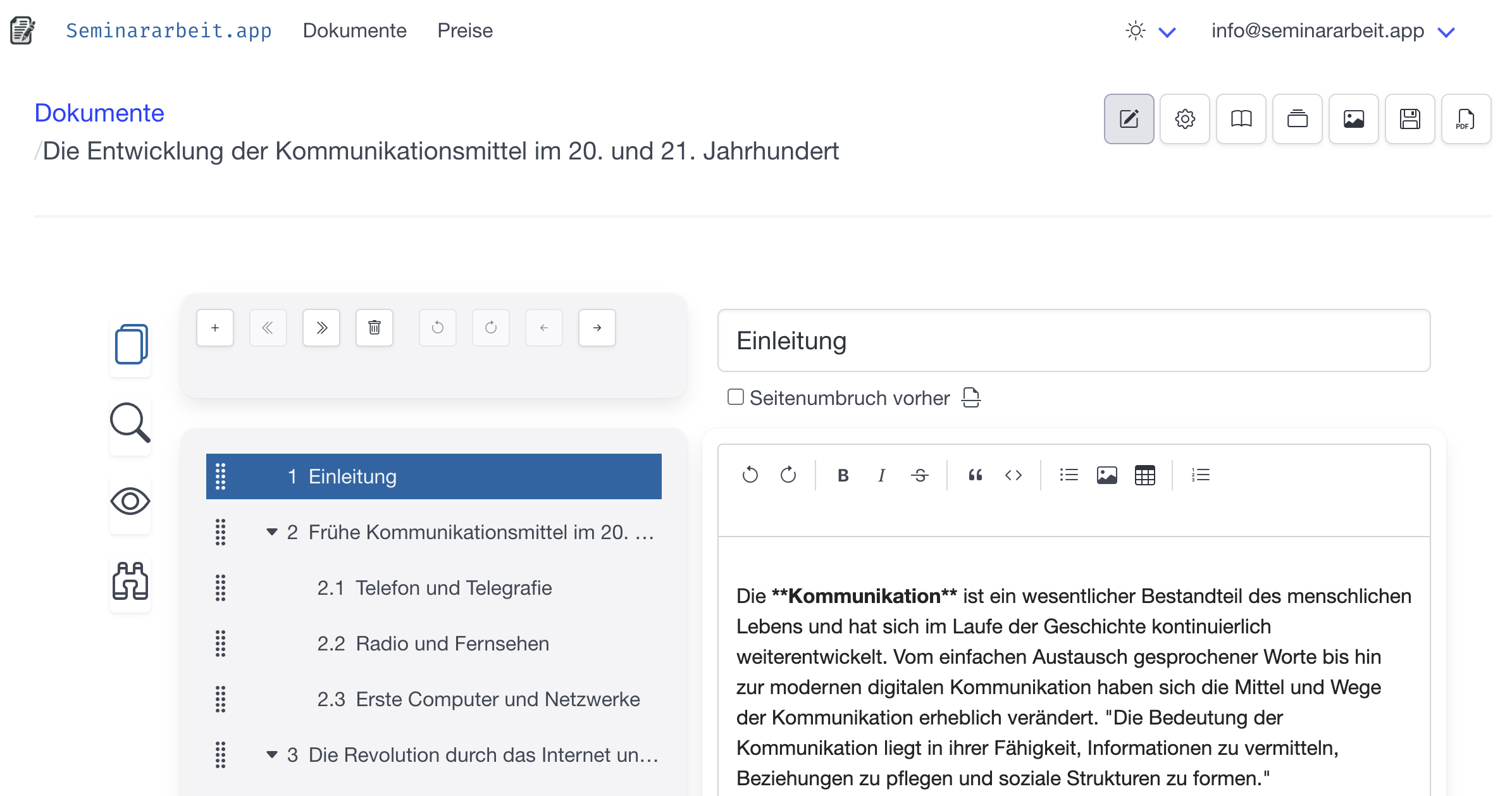 Gliederungsansicht
