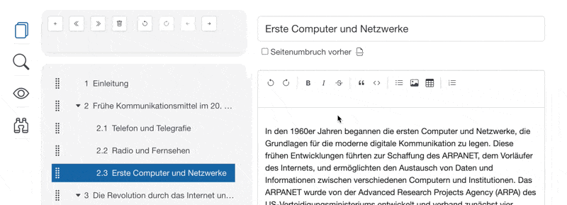 Breite Gliederungsansicht anpassen