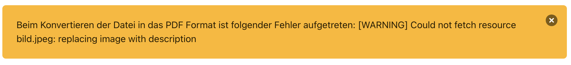 Fehlermeldung fehlendes Bild