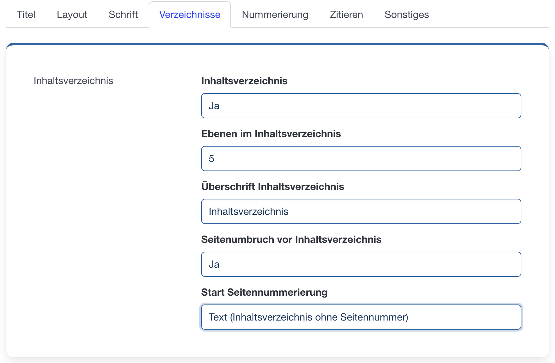 Inhaltsverzeichnis
