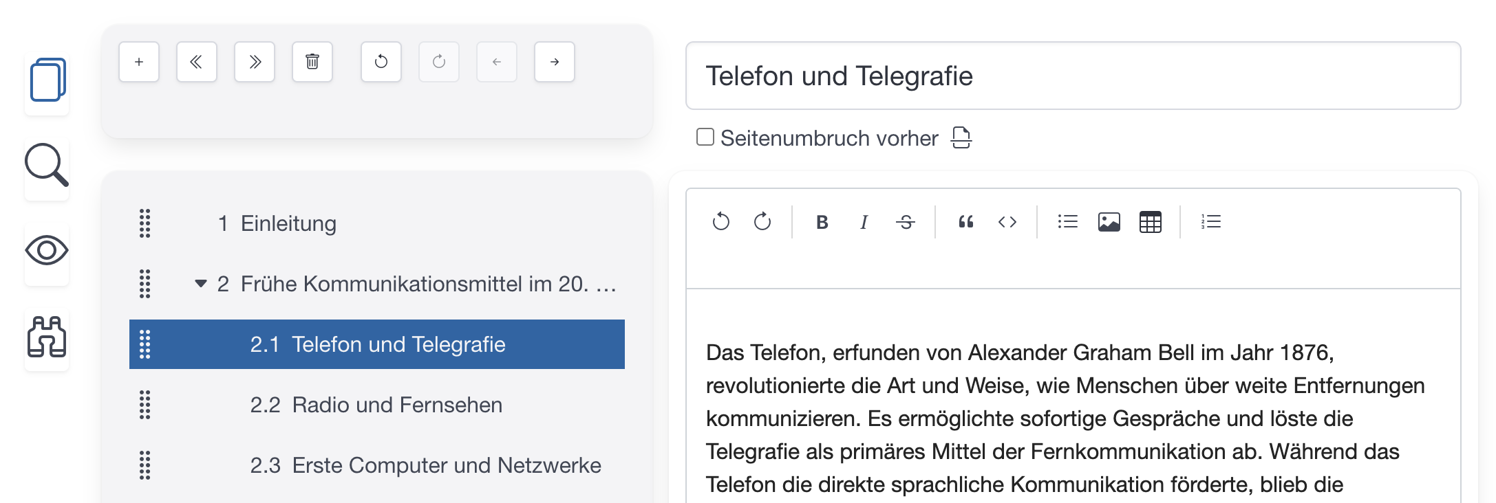 Abschnitt bearbeiten